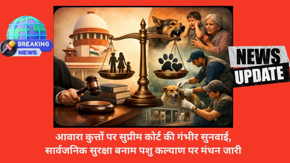 आवारा कुत्तों पर सुप्रीम कोर्ट की गंभीर सुनवाई, सार्वजनिक सुरक्षा बनाम पशु कल्याण पर मंथन जारी