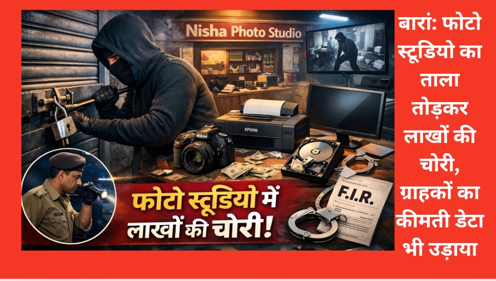 बारां: फोटो स्टूडियो का ताला तोड़कर लाखों की चोरी, ग्राहकों का कीमती डेटा भी उड़ाया