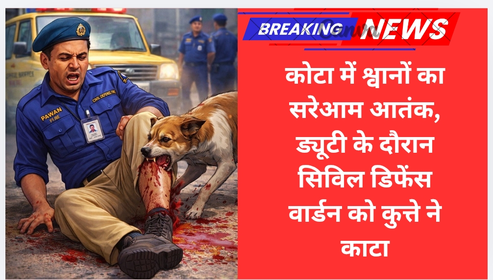 कोटा में श्वानों का सरेआम आतंक, ड्यूटी के दौरान सिविल डिफेंस वार्डन को कुत्ते ने काटा