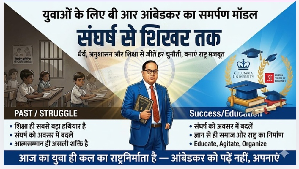 “संघर्ष से शिखर तक: युवाओं के लिए आंबेडकर का समर्पण मॉडल”