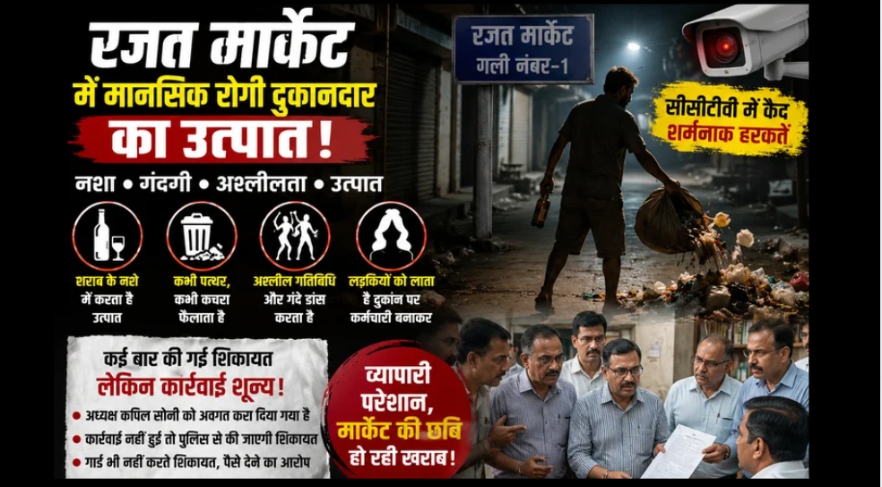 रजत मार्केट में मानसिक रूप से अस्थिर दुकानदार की हरकतों से व्यापारियों में आक्रोश, कार्रवाई की मांग तेज