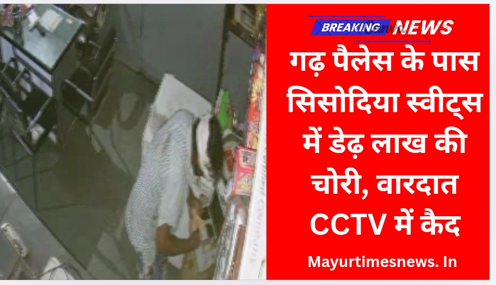 गढ़ पैलेस के पास सिसोदिया स्वीट्स में डेढ़ लाख की चोरी, वारदात CCTV में कैद
