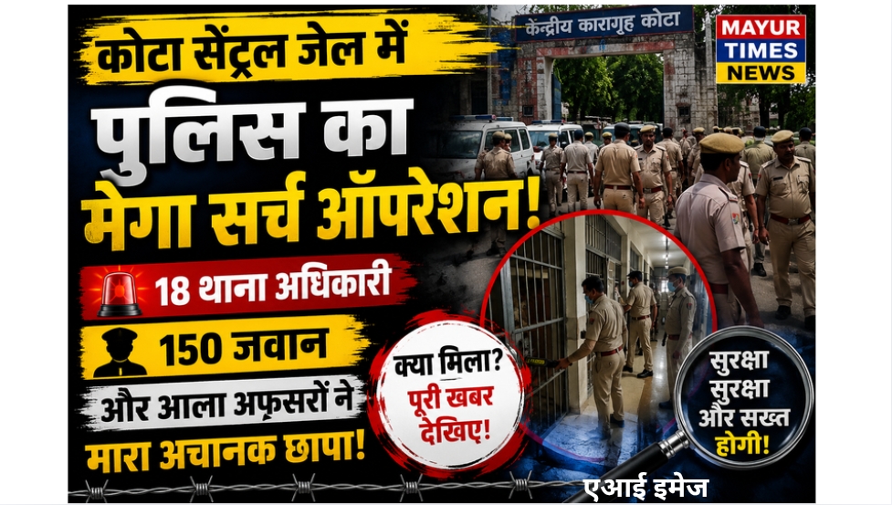कोटा सेंट्रल जेल में पुलिस का मेगा सर्च ऑपरेशन! 18 थाना अधिकारी, 150 जवान और आला अफसरों ने मारा अचानक छापा
