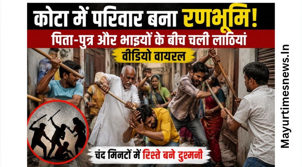 कोटा में परिवार बना रणभूमि! पिता-पुत्र और भाइयों के बीच चली लाठियां,VIDEO वायरल,चंद मिनटों में रिश्ते बने दुश्मनी