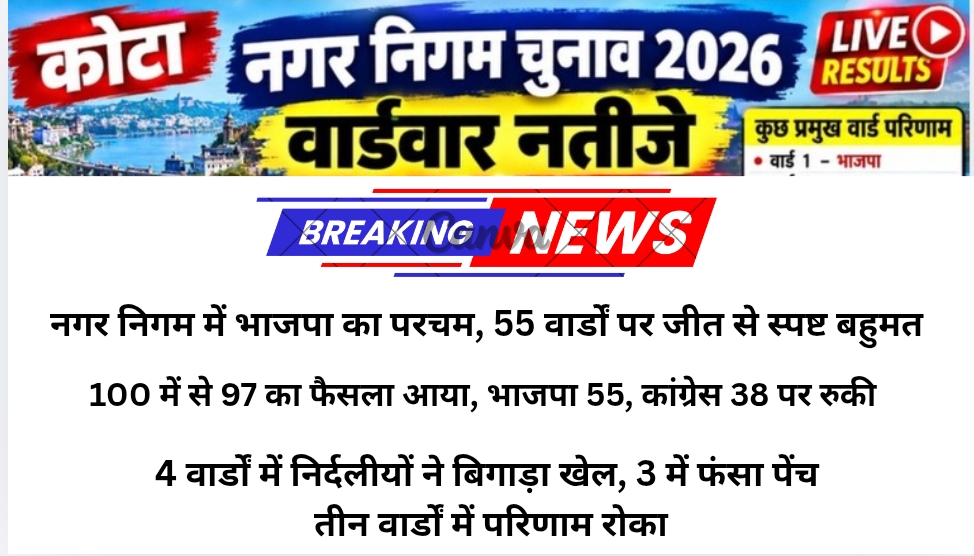 नगर निगम में भाजपा का परचम, 55 वार्डों पर जीत से स्पष्ट बहुमत