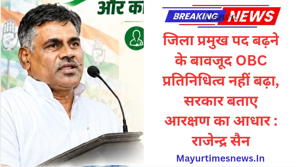 जिला प्रमुख पद बढ़ने के बावजूद OBC प्रतिनिधित्व नहीं बढ़ा, सरकार बताए आरक्षण का आधार : राजेन्द्र सैन