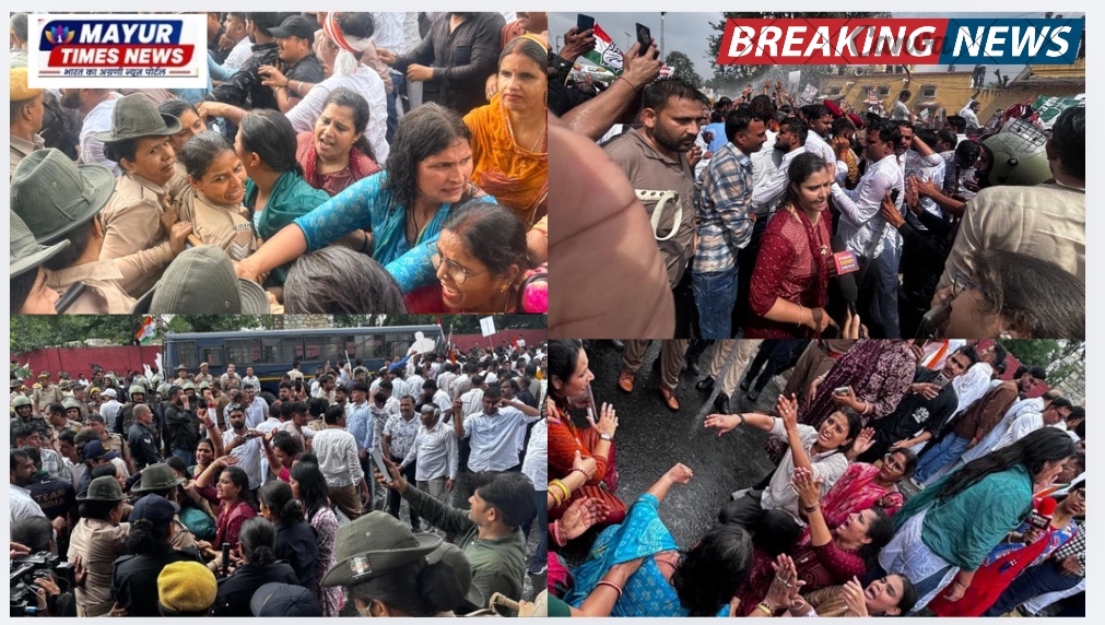 लोकतंत्र की रक्षा और निष्पक्ष चुनाव की मांग को लेकर जयपुर में कांग्रेस का धरना-प्रदर्शन, शालिनी गौतम महिला कांग्रेस कार्यकर्ताओं के साथ हुईं शामिल